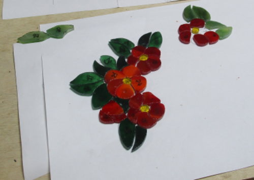 ステンドグラス 写真たて 花の飾り 千葉 勝浦