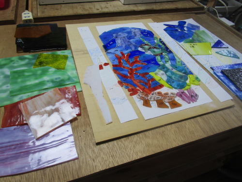 ステンドグラス 海の中 ランプ作り 千葉県勝浦