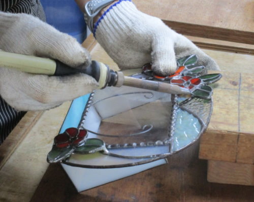 生涯学習 ステンドグラス 生徒作品 写真たて 千葉 勝浦