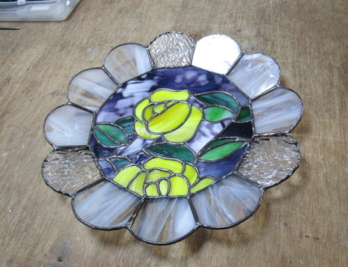 ステンドグラス 12角形トレー 薔薇 千葉県勝浦