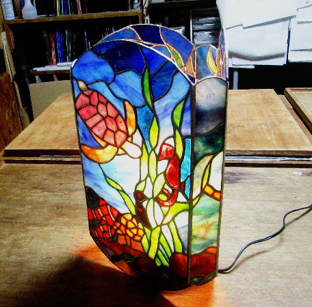 千葉県勝浦 ステンドグラス 作り方 生徒作品 ランプ
